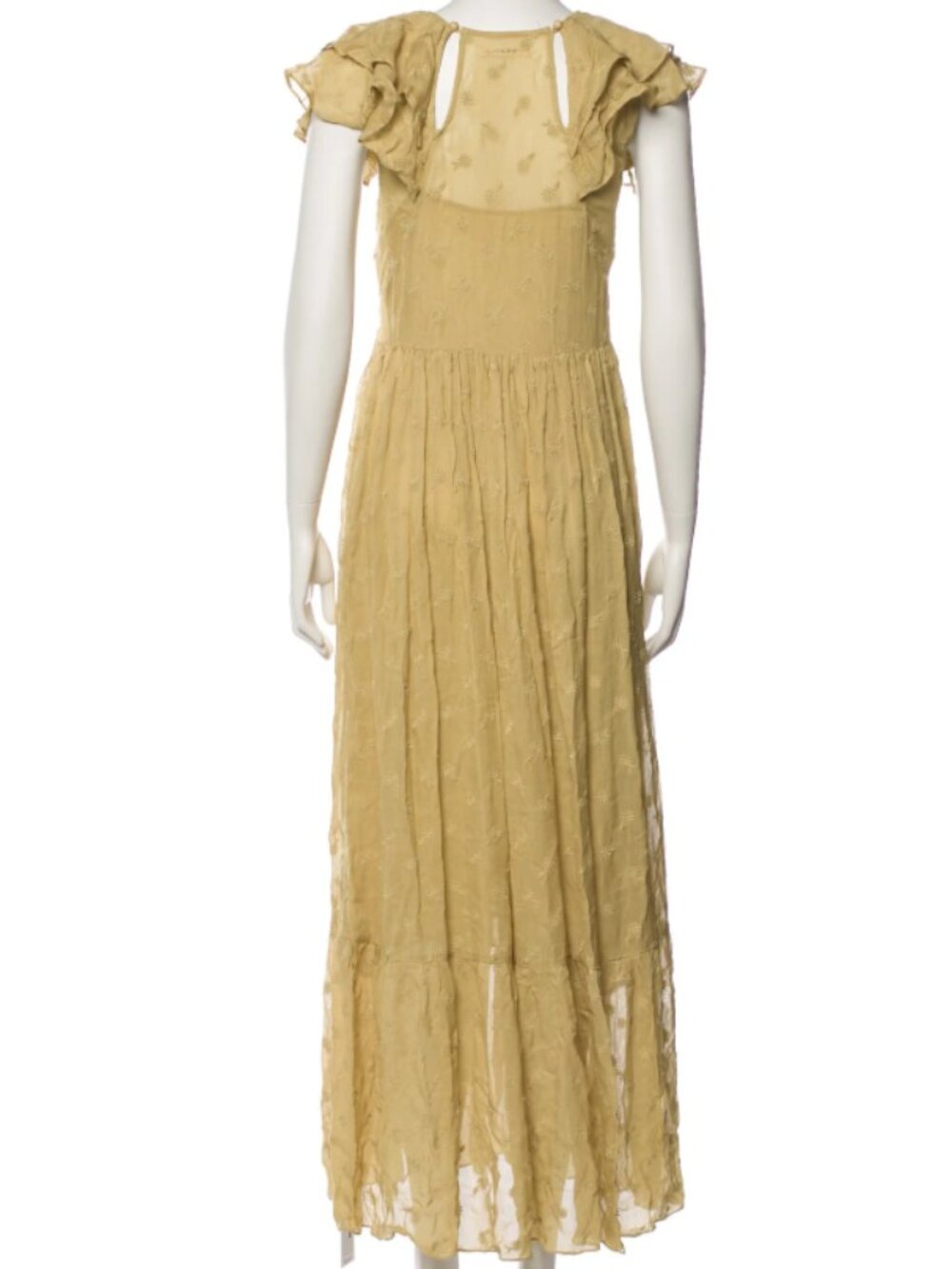 DÔEN Crew Neck Ruffle Maxi Dress Boho Cottagecore Romantic Prairie S - Picture 7 of 8